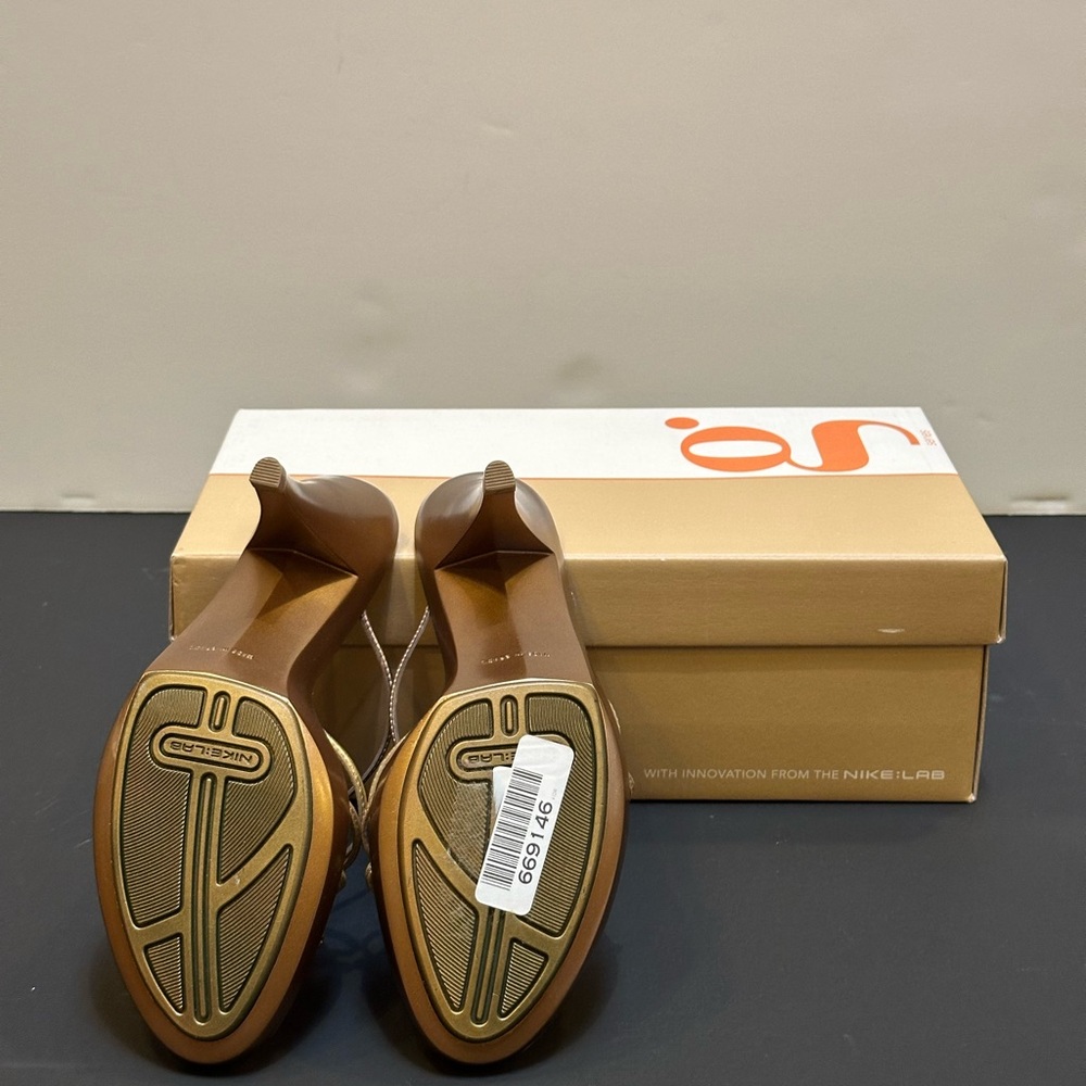 NWT Cole Haan x Nike Lab - G Series Gold Strappy Heels - Picture 7 of 10